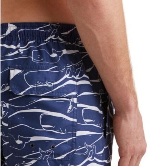Vineyard Vines Wooden Whale Chappy Blue Lined Swim Trunks Large - Picture 8 of 8